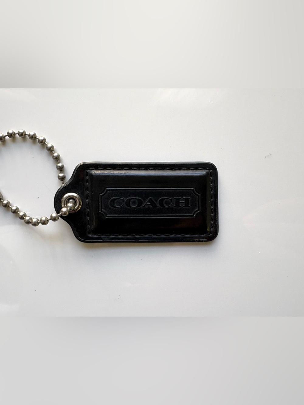 COACH 2.25” Large Black Patent Leather Hang Tag Hangtag Bag Charm Keychain Fob